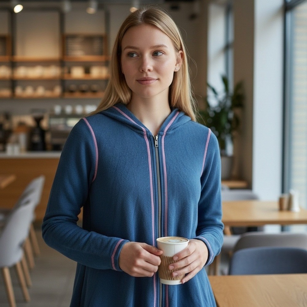 Matilda Jane Blue Be Present Fleece Lined Full‎ Zip Hoodie Women's Size XS